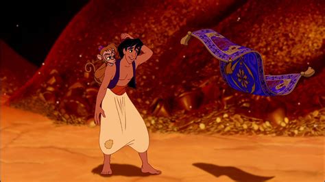 Aladdin drifting on a magical flying carpet